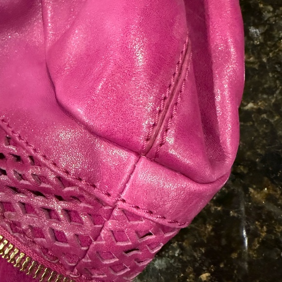 Jimmy Choo Magenta Hobo Bag with Gold Accents - Picture 9 of 9